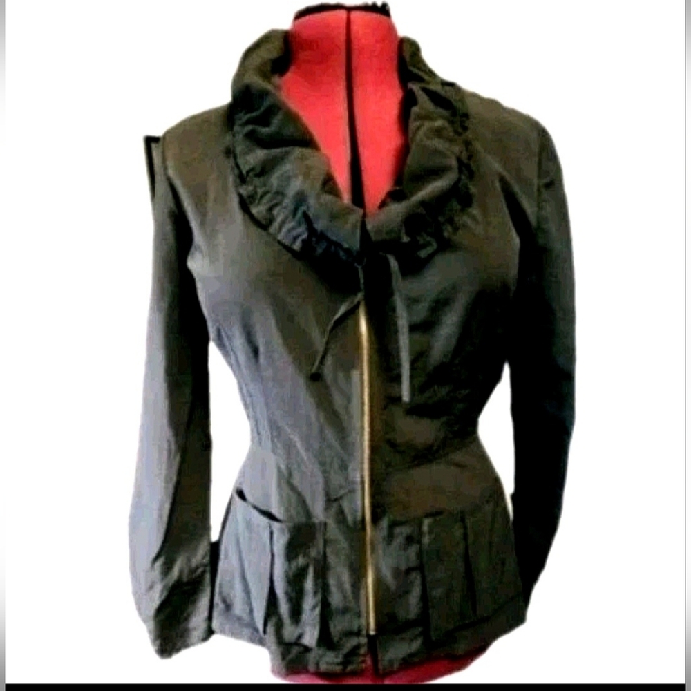 ✈️💕 Hanna for La Journee Packable Travel Jacket Black Ruched Collar Size 3 (L)